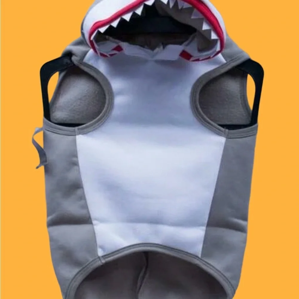 Shark Fin Dog Hoodie in Gray and White